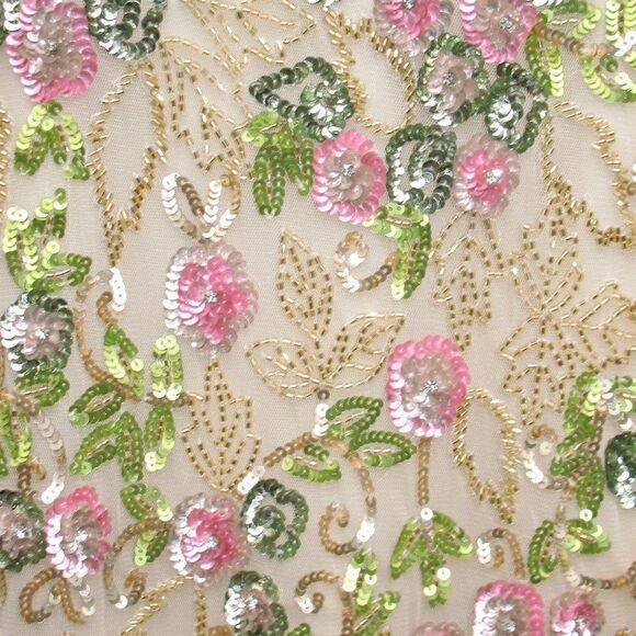 Mac Duggal Womens Floral Embellished Flutter Cap Sleeve Dress 5722 Cream - Picture 10 of 16